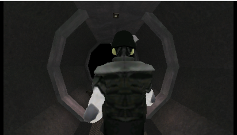Following the guard through the tunnel in the intro
