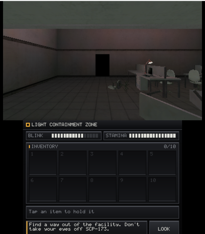 In the facility, with the inventory on the touch screen